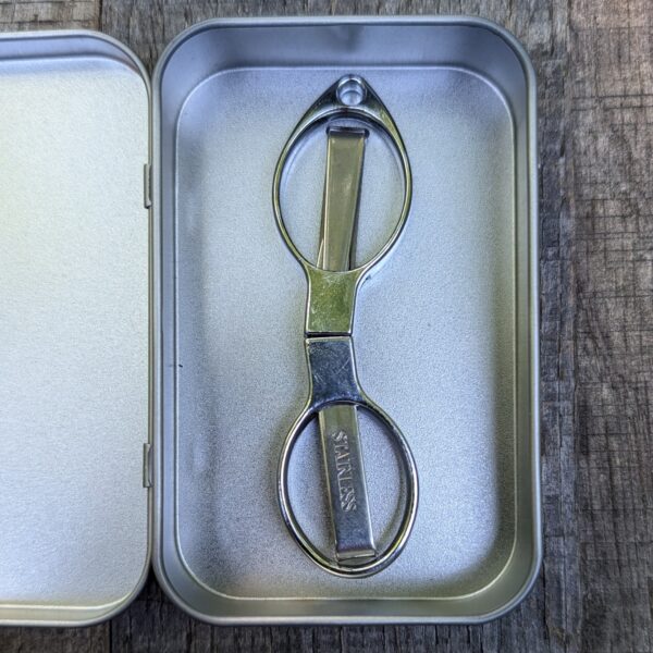 Folding Scissors in a survival tin